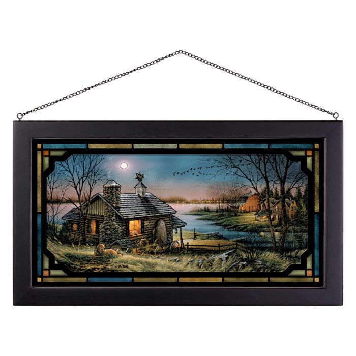 Pure Contentment 13×23 Stained Glass Art Black Frame