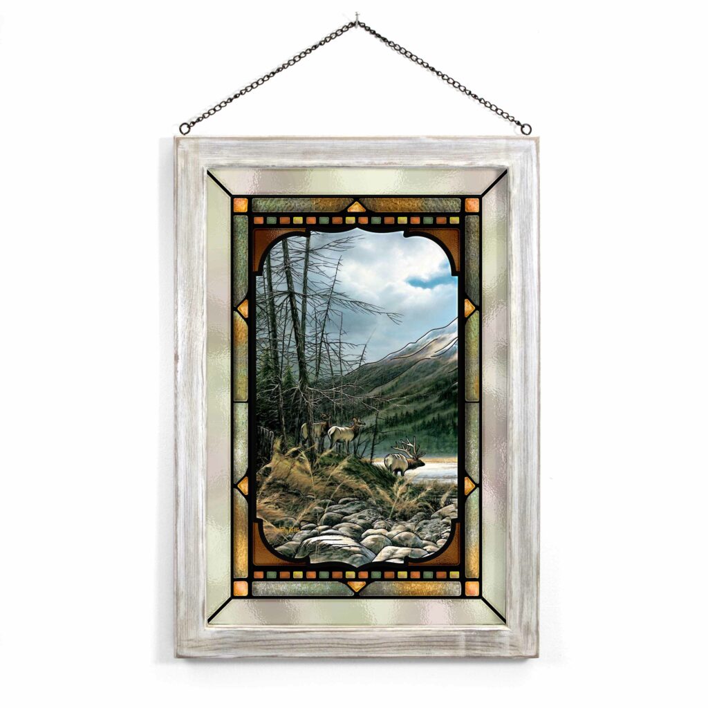 The Master’s Domain 20×14 Stained Glass Art – Whitewash Frame