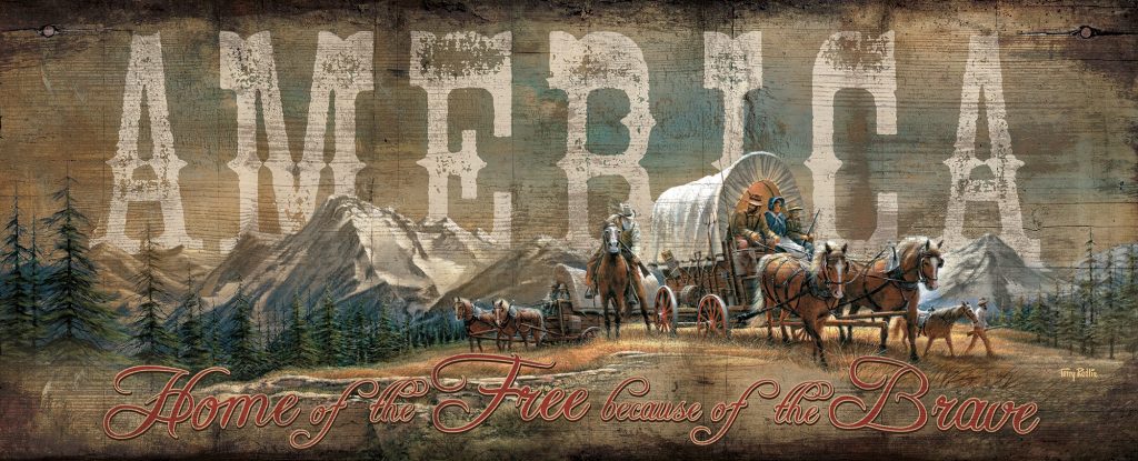 “O Beautiful for Spacious Skies” America 12×30 Wood Sign