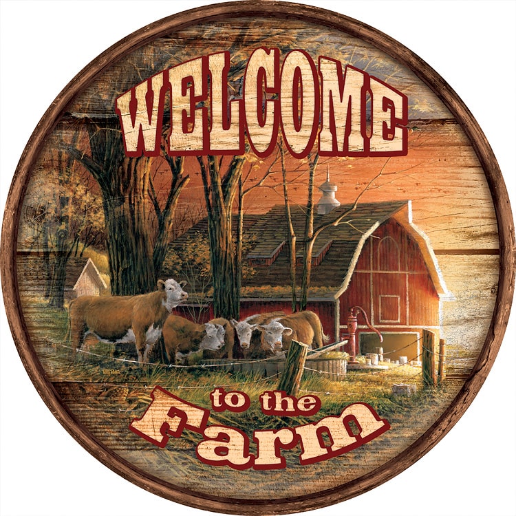 “Morning Surprise” 21″ Round Rustic Wood Sign