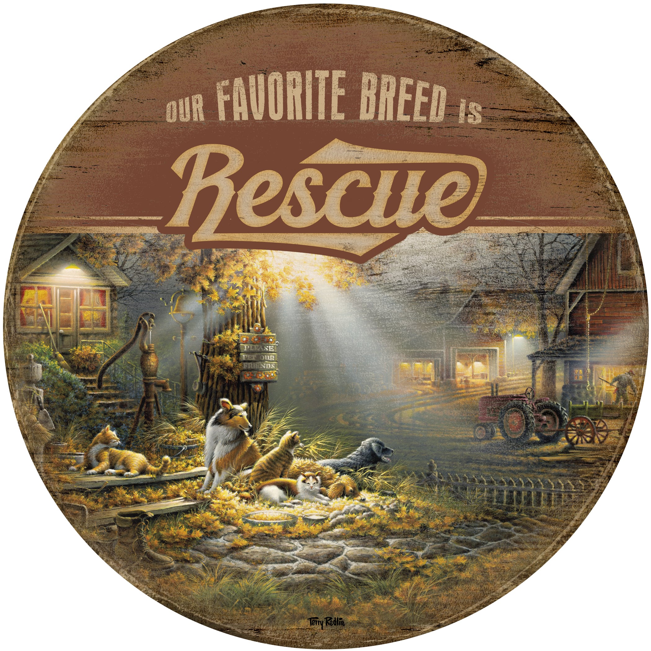 “Our Friends” 21″ Round Rustic Wood Sign