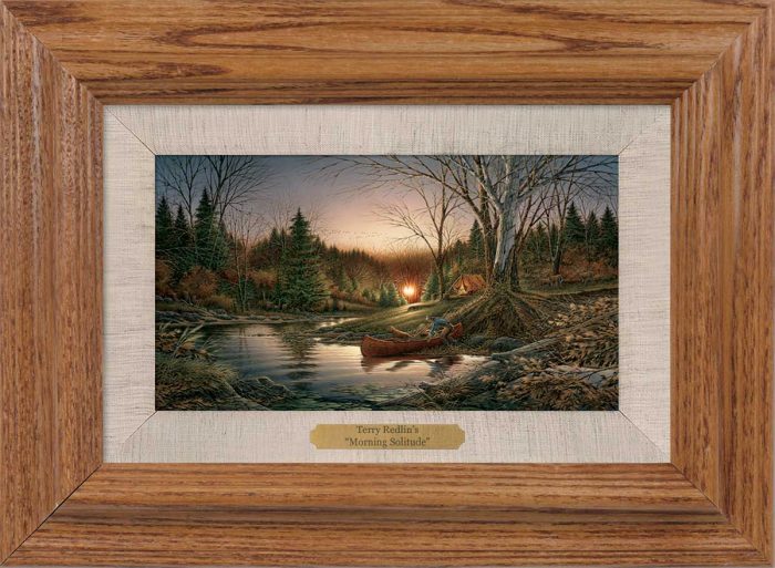 Morning Solitude Oak Framed Collage Linen