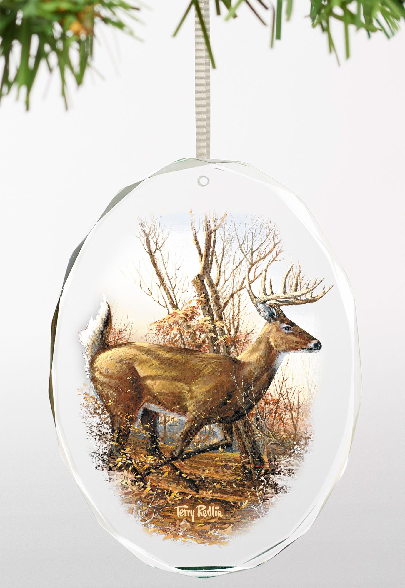 Autumn Run Oval Glass Ornament