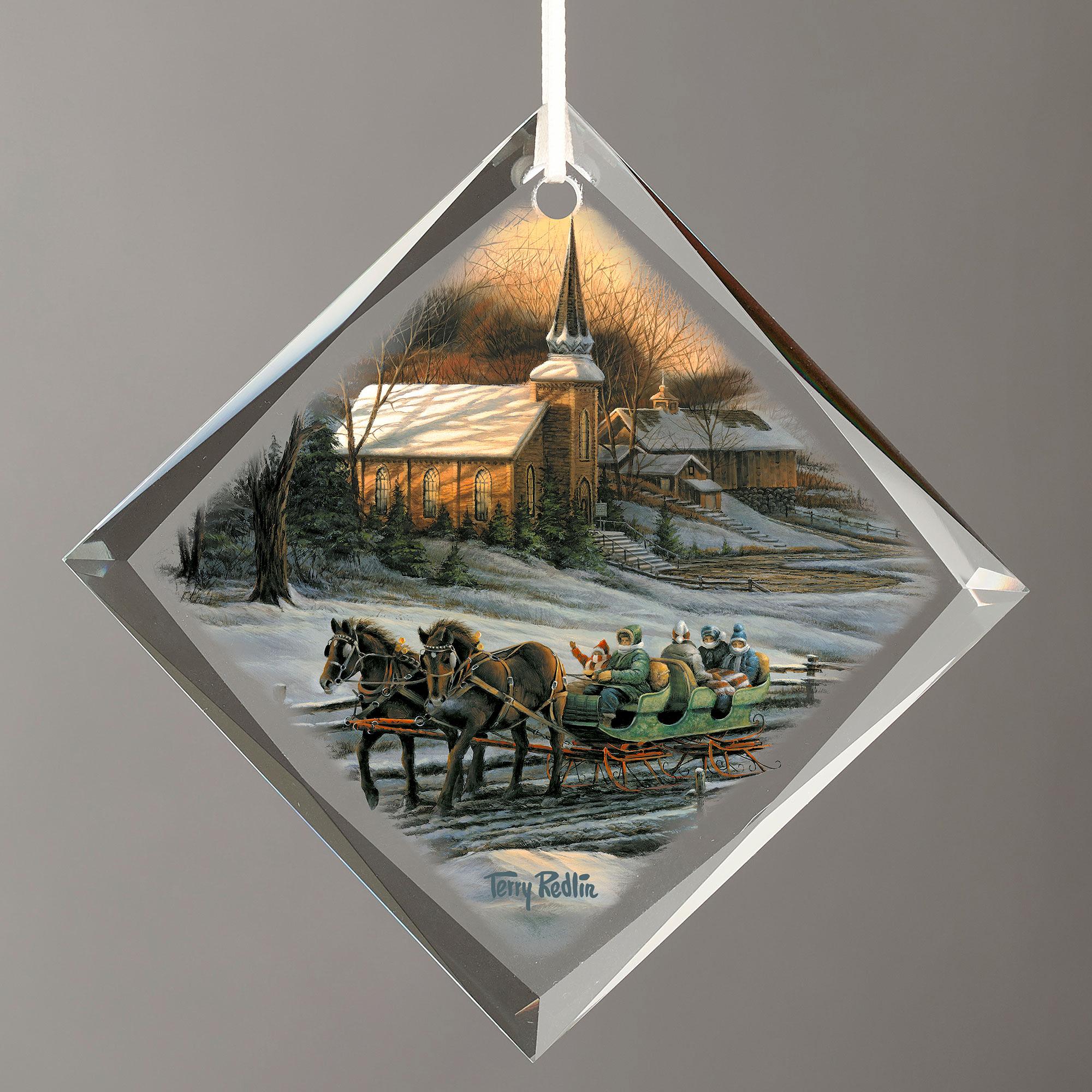 Together for the Season-Sleigh Diamond-Shape Glass Ornament