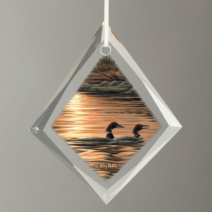 Quiet of the Evening-Loons Teardrop Ornament